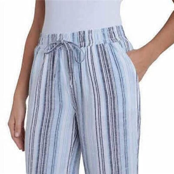 Briggs New York Pants - Briggs Women's Linen Blend Pant (Light Blue Stripe, X-Small)